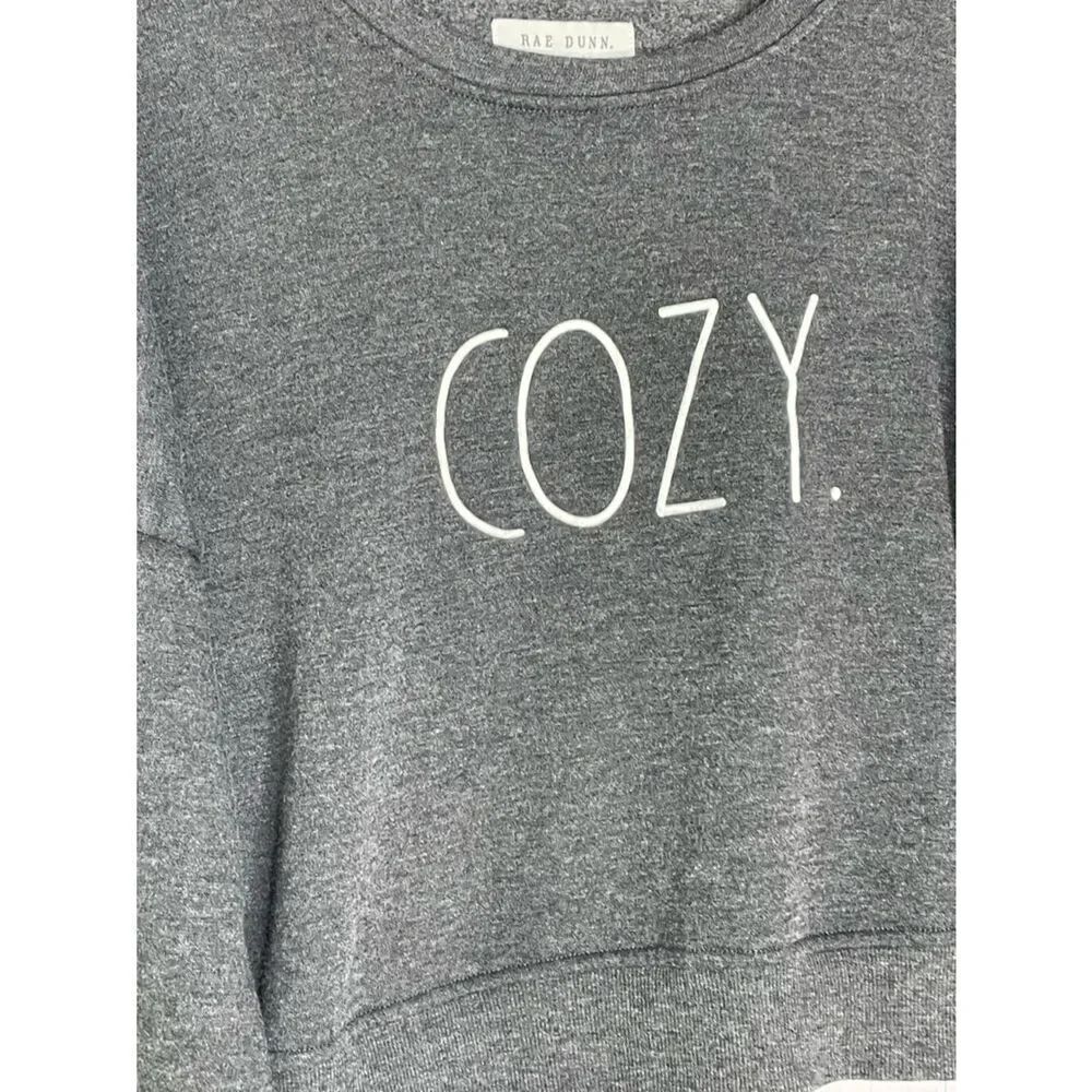 Rae Dunn Cozy Cropped Sweatshirt Gray Size Medium - Picture 2 of 5